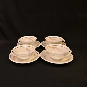 CA Charles Ahrenfeldt 4 Cups & 4 Saucers Ferns Leaves w/Gold 1894-1910 Limoges - Picture 1 of 24