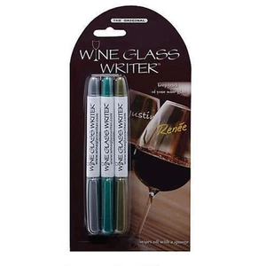 Paquete de 3 marcadores lavables para escritor de copas de vino de fiesta en plata/verde/oro - Imagen 1 de 4