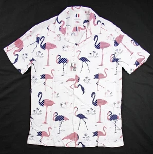 Denim & Flower Mens Camp Shirt S Button Front Short Sleeve Casual Patriotic NEW - Picture 1 of 5