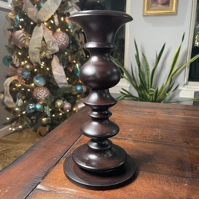 Pottery Barn эспрессо темное дерево 11 дюймов столб подсвечник превращенный в дерево - Изображение 1 из 4