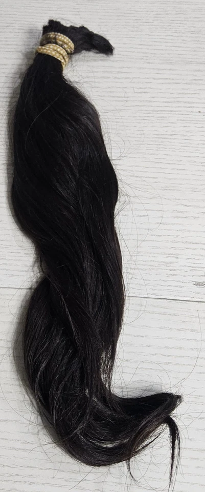 Corte de pelo virgen humano cola de caballo real. Negro morena sedoso grueso 18" 6 oz Foto 1 de 3