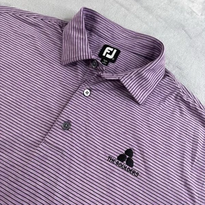 Footjoy Polo Shirt Mens XL Purple Striped FJ Performance The Boulders Golf - Picture 1 of 9