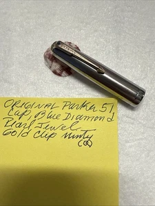 Parker Vacumatic 51 Tapa Azul Diamante Perla Joya Acero Inoxidable Oro Clip COMO NUEVO (Q) - Imagen 1 de 12