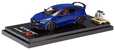 HJ641055ABL 1/64 Honda Civic TYPE R FK8 2017 with engine display Blue Metallic - Image 1 of 3