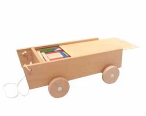 Holspielzeug Wagen zum ziehen mit Bausteinen L/B/H 40cm/ 25cm/ 14cm NEU Klötzer - Picture 1 of 1