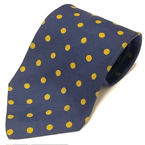 Paul Stuart Tie Preppy Dapper Sharp Retro Blue Yellow Green Polka Dots England - Picture 1 of 17