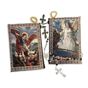 Sacchetto rosario arazzo reversibile San Michele e angelo custode porta ricordi - Foto 1 di 1