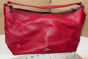 Coach CELESTE CONVERTIBLE HOBO IN PEBBLE LEATHER Red - Picture 1 of 5