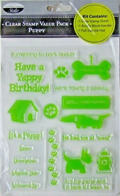 KIT DE ESTAMPILLAS DE CACHORRO The Paper Company paquete de valor de estampillas transparentes 2009123 ¡NUEVO! Foto 1 de 2