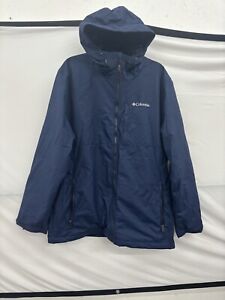 Columbia Size Large Blue Hood Interchange Jacket Omni-Tech Waterproof Breathable