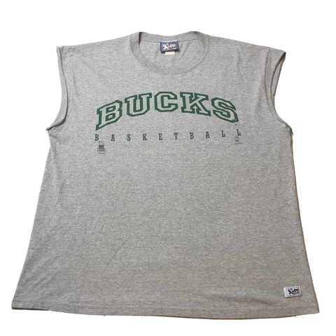 Vintage Milwaukee Bucks Nutmeg Mills Sleeveless T-Shirt Size XL USA Cover