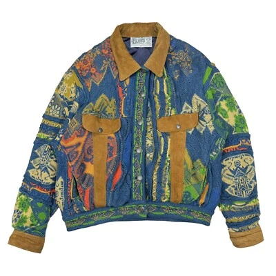Vintage Coogi Blues Sweater Jacket w/ Suede Trimming - Men's Medium - Authentic - Image 1 of 4