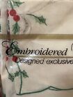 Sunweave Linen Christmas Poinsetta Scroll 65 X 86 Oval And 4 Napkins New