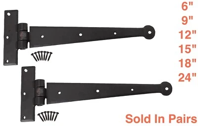 AB HARDWARE Pares de bisagras de camiseta forjadas a mano correa bisagras en T cera de abejas acabado de extremo de centavo elige el tamaño