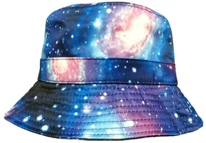 New TRENDY MILKY WAY PLANETS STARS GALAXY SPACE SOLAR SYSTEM BUCKET CAP HAT L/XL - Picture 1 of 2
