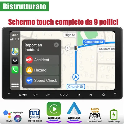 ATOTO F7 9 Pollici Autoradio GPS Navi Bluetooth FM Wireless Carplay Android Auto - Immagine 1 di 4