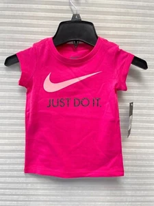 Nike Girls Just DO IT. Short Sleeve Tee Dark Hyper Pink - Picture 1 of 11