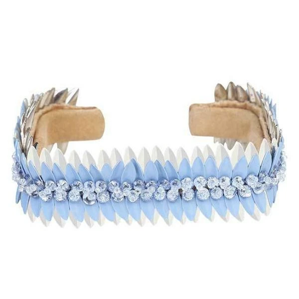 Deepa Gurnani VADA feather crystal Cuff Bracelet Anthropologie  - Image 1 of 1