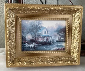 Thomas Kinkade Framed Print "The Village Inn" Country Memories 9x11 Gold Frame - Picture 1 of 5