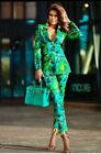 Green Blue Tropical Pant designer Suit  Stretch Size 10/12 Jacket & Trouser Set