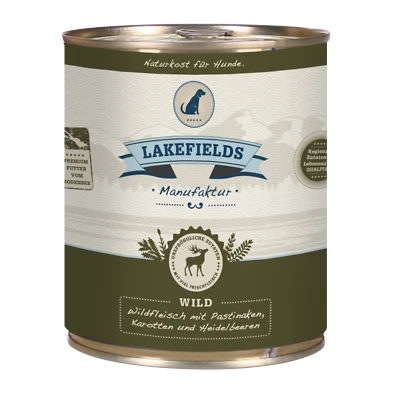 Lakefields Dosenfleisch-Menü Wild für ausgewachsene Hunde, 6 x 800 g - Bild 1 von 2