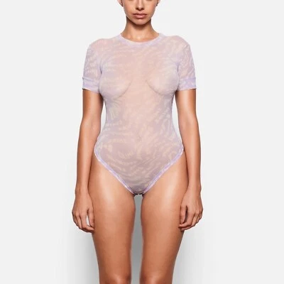 Camiseta feminina SKIMS verão malha bodysuit redemoinho lilás XS - Imagem 1 de 4