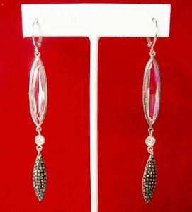 Pair of Vintage Crystal & Marcasite Earrings/Boho/Shabby Chic - Picture 1 of 7