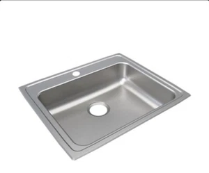 JUST SINGLE BOWL STAINLESS STEEL DROP IN SINK 21" W X 25" L SLADA2125A1,6.5,DCR - Picture 1 of 2