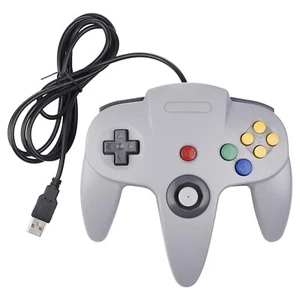 Grey N64 Style USB 8 Button Game Pad Controller Joypad PC Android Pi Emulation - Picture 1 of 1