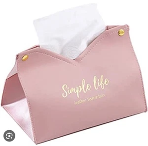 Tissue Box Cover Modern Leather Tissue Box Holder Decorative Organizer (Pink) - Picture 1 of 1