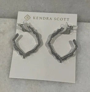 Kendra Scott Miku Hoop Earrings Silver Tone NWT Gift - Picture 1 of 1