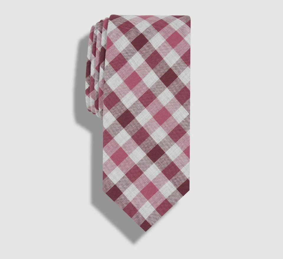 Corbata ajustada de algodón 55 X 2,5 $55 Bar III para hombre roja brezo guinga Foto 1 de 1