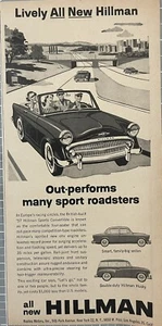Hillman British Sports Convertible Car Vintage Print Ad Advertisement 1957 - Picture 1 of 2