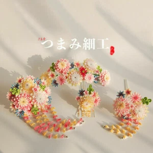Horquilla de palo de glicinia artesanal Kanzashi Tsumami zaiku para accesorio de kimono - Imagen 1 de 24