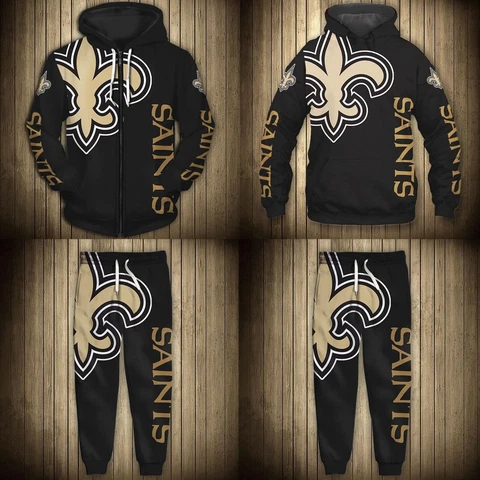 New Orleans Saints Men's 2Pcs Tracksuit Jogging Suit Casual Hoodie Sports Pants Cover