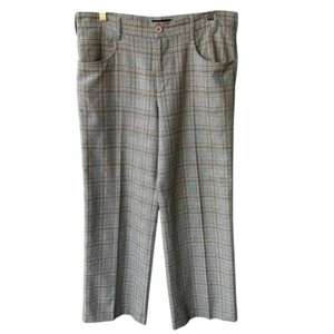 Ben Sherman Pants Trousers Plaid Brown Grey Preppy Business Casual 34 Regular - Picture 1 of 6