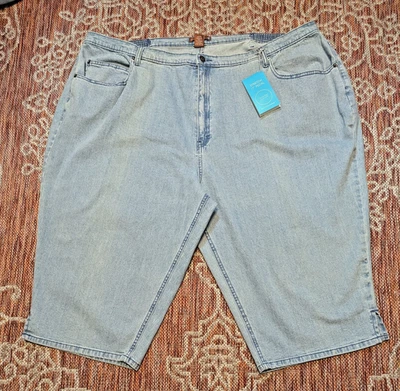 NUEVO CON ETIQUETAS Liz & Me Signature By Katherine Malandrino Capris Talla Grande 8 Denim Ligero... Foto 1 de 4