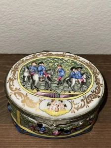 Antique Capodimonte Porcelain Jewelry Casket Box - Picture 1 of 11