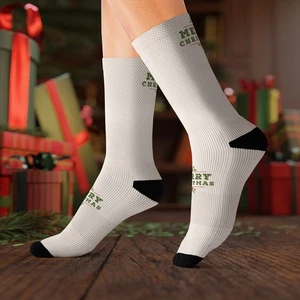 Merry Christmas Mistelzweig Weihnachten weiß Sublimation Socken - Bild 1 von 18