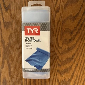 TYR Asciugamano Sportivo Dry Off Blu 17" x 13" con Custodia, Asciugatura Rapida per Riutilizzo, NUOVO 4C - Foto 1 di 2