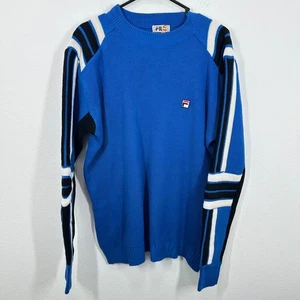 Vintage Fila blau schwarz dicker Strickpullover Björn Borg Wollpullover Retro klassisch - Bild 1 von 11