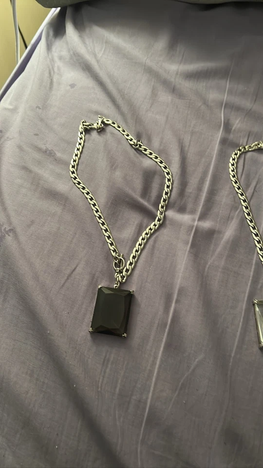 Collar colgante de piedra cuadrada negra para hombre Miami cadena de eslabones cubanos Foto 1 de 1