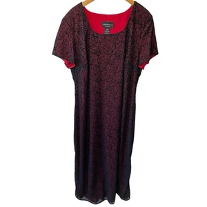 Connected Red & Black Mesh Sparkle Whimsy Goth Short Sleeve Maxi Dress Size 20W - Picture 1 of 12