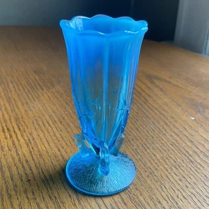 RARE Antique 1890s Dugan Blue Opalescent Twig Art Glass Vase Ladies Cuspidor - Picture 1 of 5
