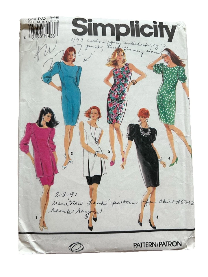 Vestido túnica sin mangas manga abullonada Simplicity 7345 década de 1990 corte 8 10 12 Foto 1 de 2