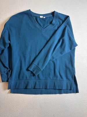 Sudadera túnica verde cuello en V Gap Factory para mujer talla mediana Foto 1 de 4