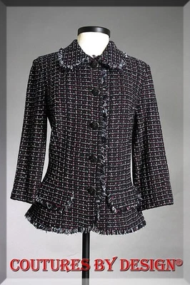 Chaqueta St John Knits Tweed Flecos Negra y Antigua Multi Talla 12 Nueva con Etiquetas Precio de venta sugerido por el fabricante $1545 Foto 1 de 3