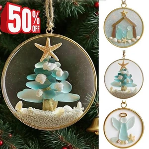 Coastal Beach Christmas Tree Han ging Pendant Ornament Flat r Aceylic 2D - Picture 1 of 10