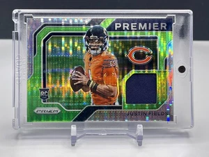 Justin Fields 2021 Panini Prizm Premier Jerseys #PJ-4 RC Neon Green Pulsar Prizm - Picture 1 of 2