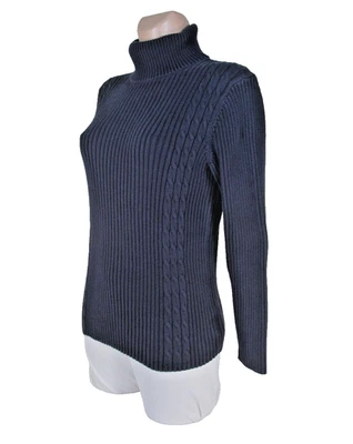 Suéter de cuello alto EDDIE BAUER para mujer L azul marino manga larga punto acanalado Foto 1 de 4
